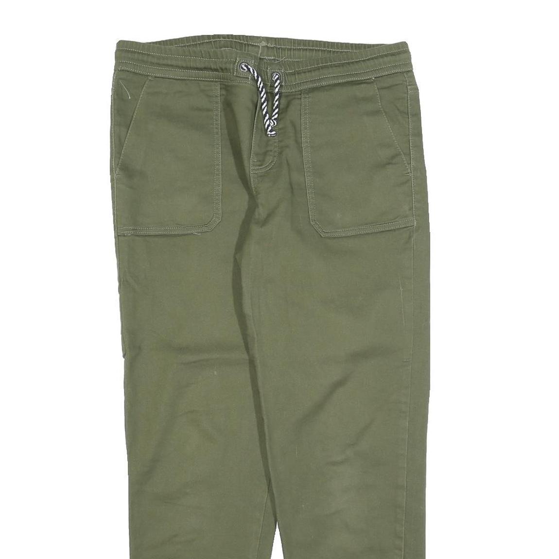 BLUE MOTION Mens Cotton Blend Olive Regular Fit Drawstring Trousers W32 L28
