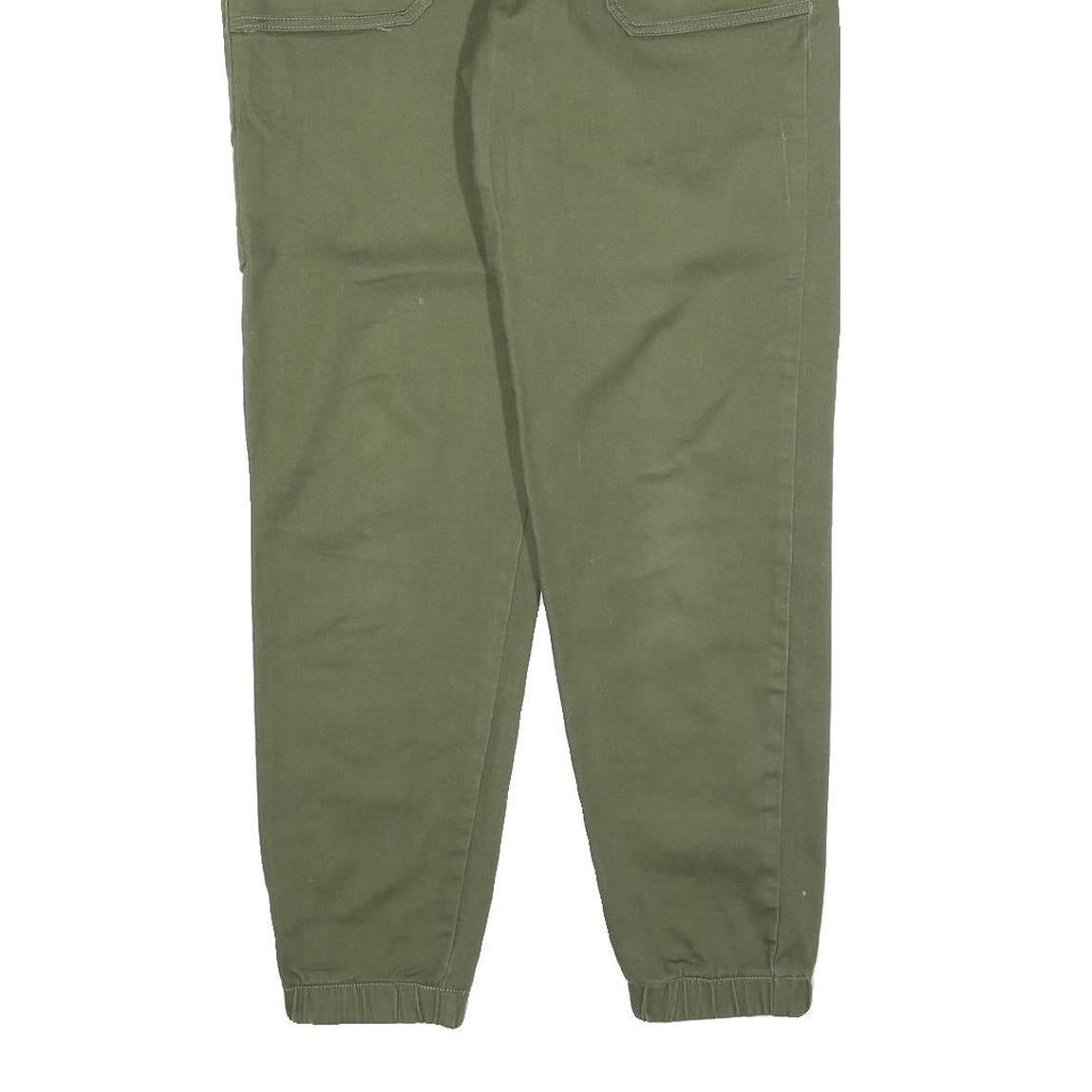 BLUE MOTION Mens Cotton Blend Olive Regular Fit Drawstring Trousers W32 L28
