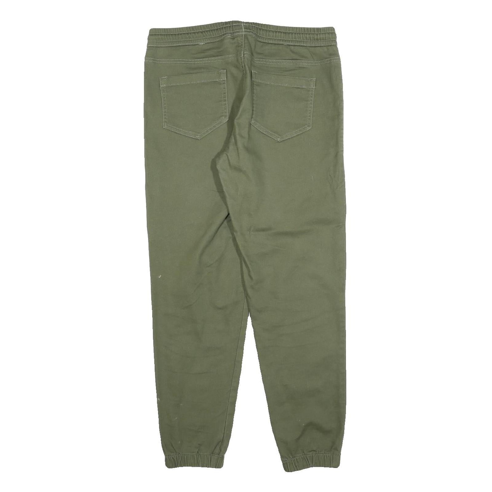 BLUE MOTION Mens Cotton Blend Olive Regular Fit Drawstring Trousers W32 L28