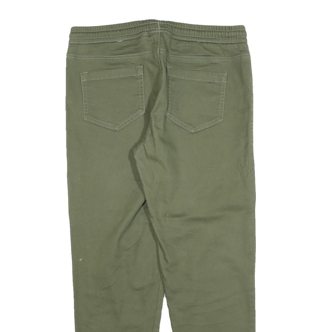 BLUE MOTION Mens Cotton Blend Olive Regular Fit Drawstring Trousers W32 L28