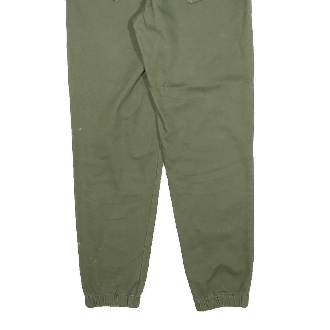 BLUE MOTION Mens Cotton Blend Olive Regular Fit Drawstring Trousers W32 L28
