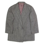 J S CLAIRE Womens Blazer Jacket Grey Wool Herringbone L