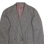 J S CLAIRE Womens Blazer Jacket Grey Wool Herringbone L