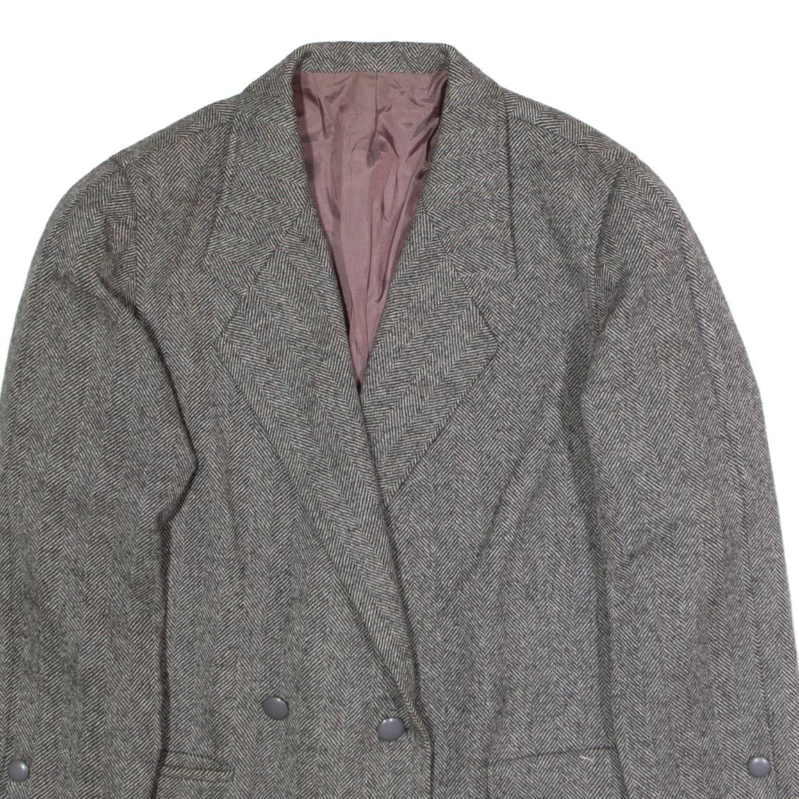 J S CLAIRE Womens Blazer Jacket Grey Wool Herringbone L