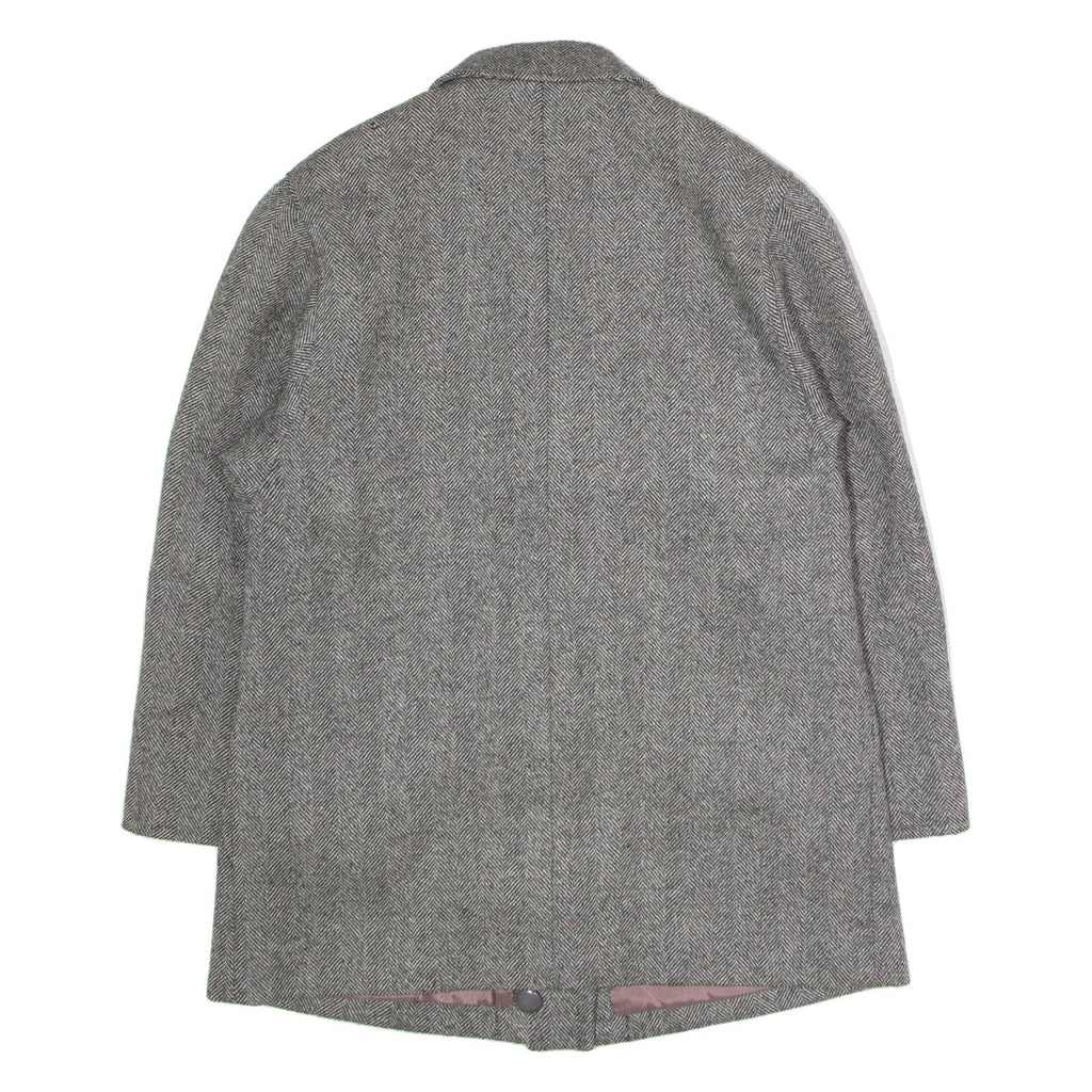 J S CLAIRE Womens Blazer Jacket Grey Wool Herringbone L