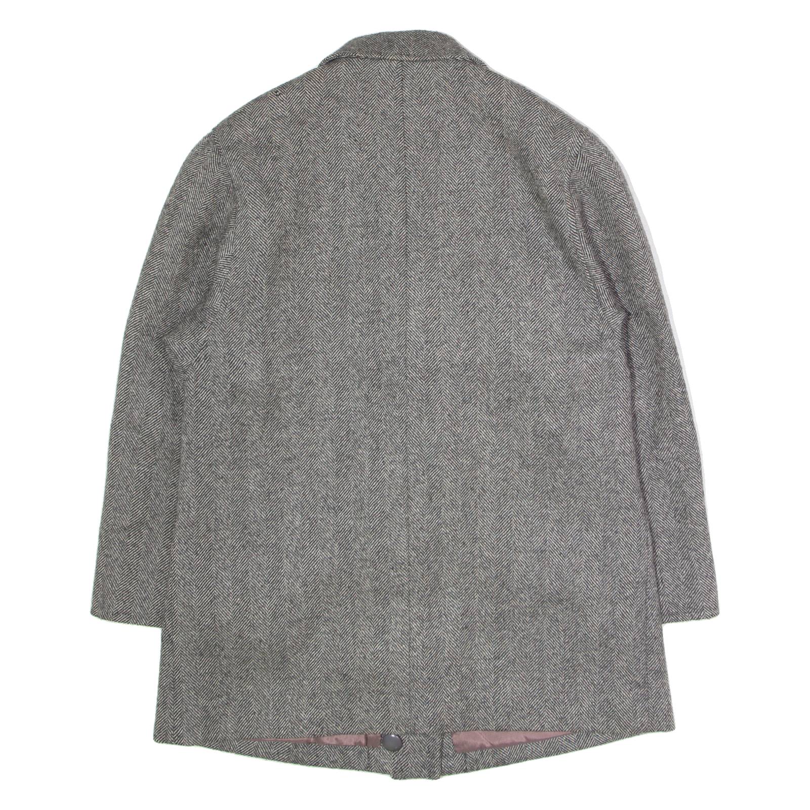 J S CLAIRE Womens Blazer Jacket Grey Wool Herringbone L