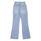 BERSHKA Distressed Womens Jeans Blue Regular Flared Stone Wash W24 L31
