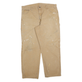 DICKIES Mens Regular Fit Beige Jeans Cotton Blend Zip W38 L30 Workwear Durable