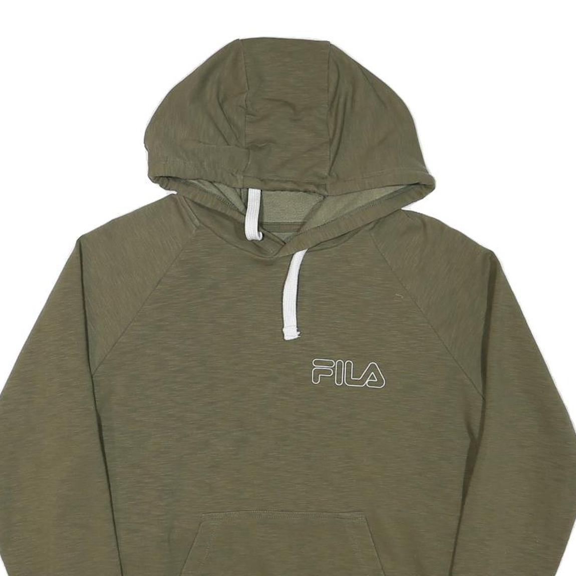 FILA Boys Green M Hoodie Cotton Blend Pullover Hooded Jumper Drawstring