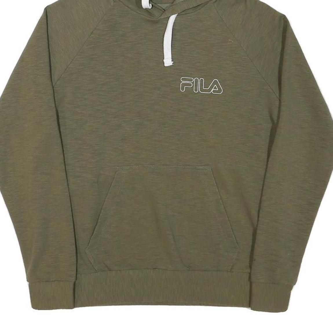 FILA Boys Green M Hoodie Cotton Blend Pullover Hooded Jumper Drawstring