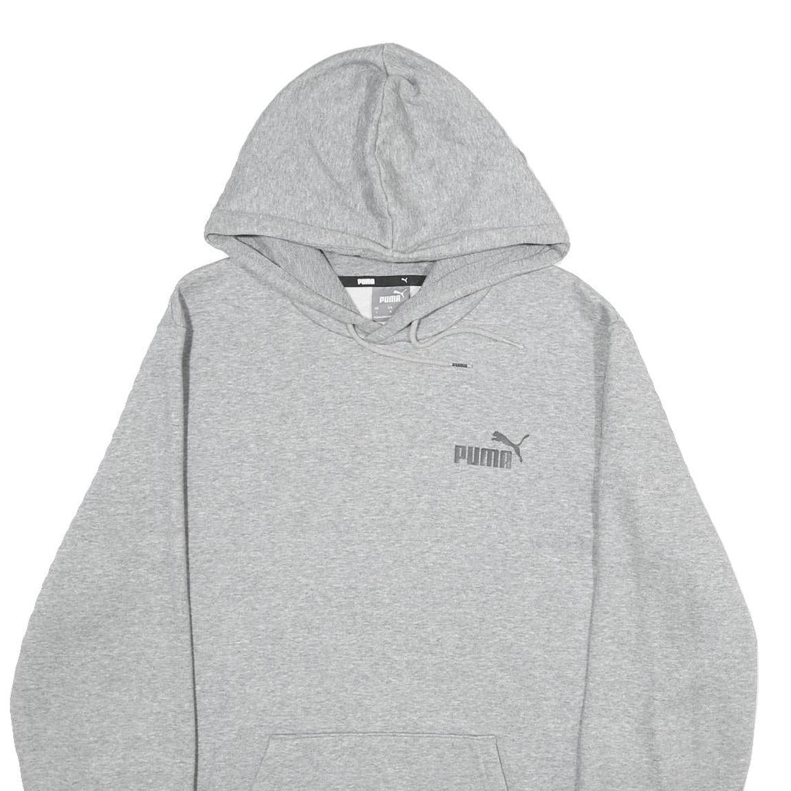 PUMA Mens Grey Hoodie L Cotton Blend Pullover Casual Sweatshirt