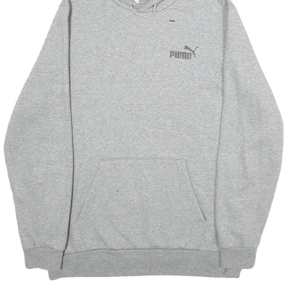 PUMA Mens Grey Hoodie L Cotton Blend Pullover Casual Sweatshirt