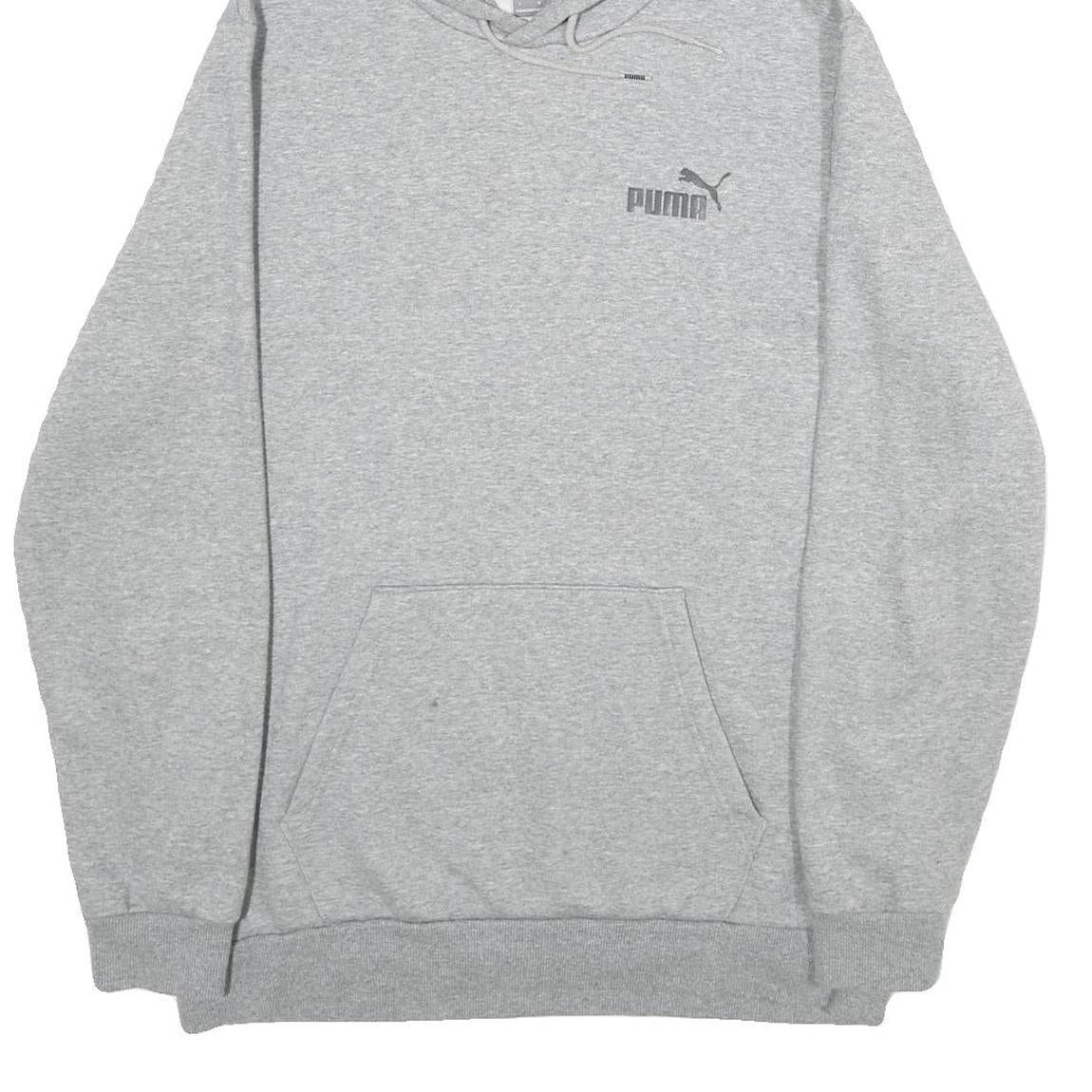 PUMA Mens Grey Hoodie L Cotton Blend Pullover Casual Sweatshirt