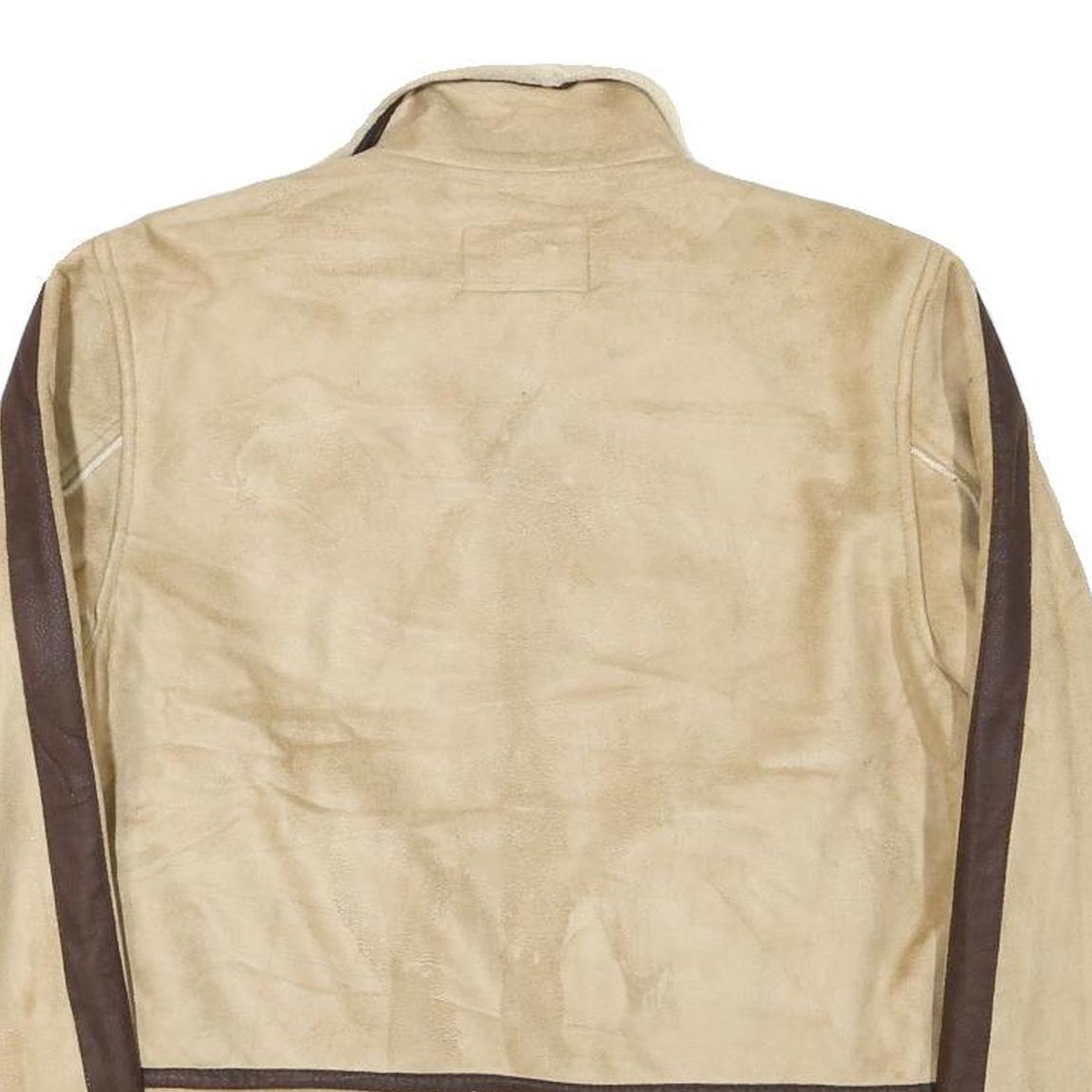 OUTBACK Womens Beige & Brown Synthetic Zip Jacket M Synthetic Plain Zip Jacket M