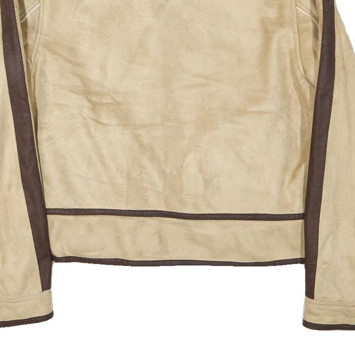 OUTBACK Womens Beige & Brown Synthetic Zip Jacket M Synthetic Plain Zip Jacket M