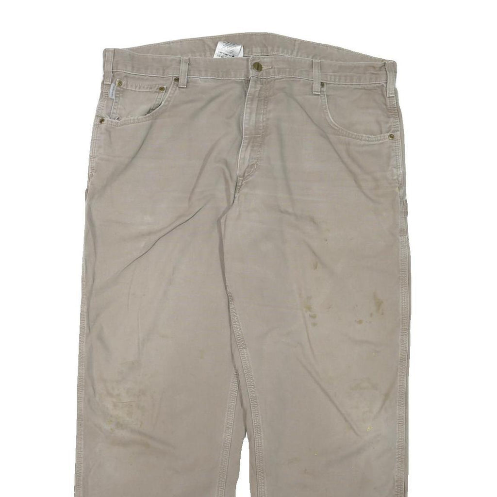 CARHARTT Mens Cotton Blend Beige Loose Straight Trousers W40 L30 Workwear Casual