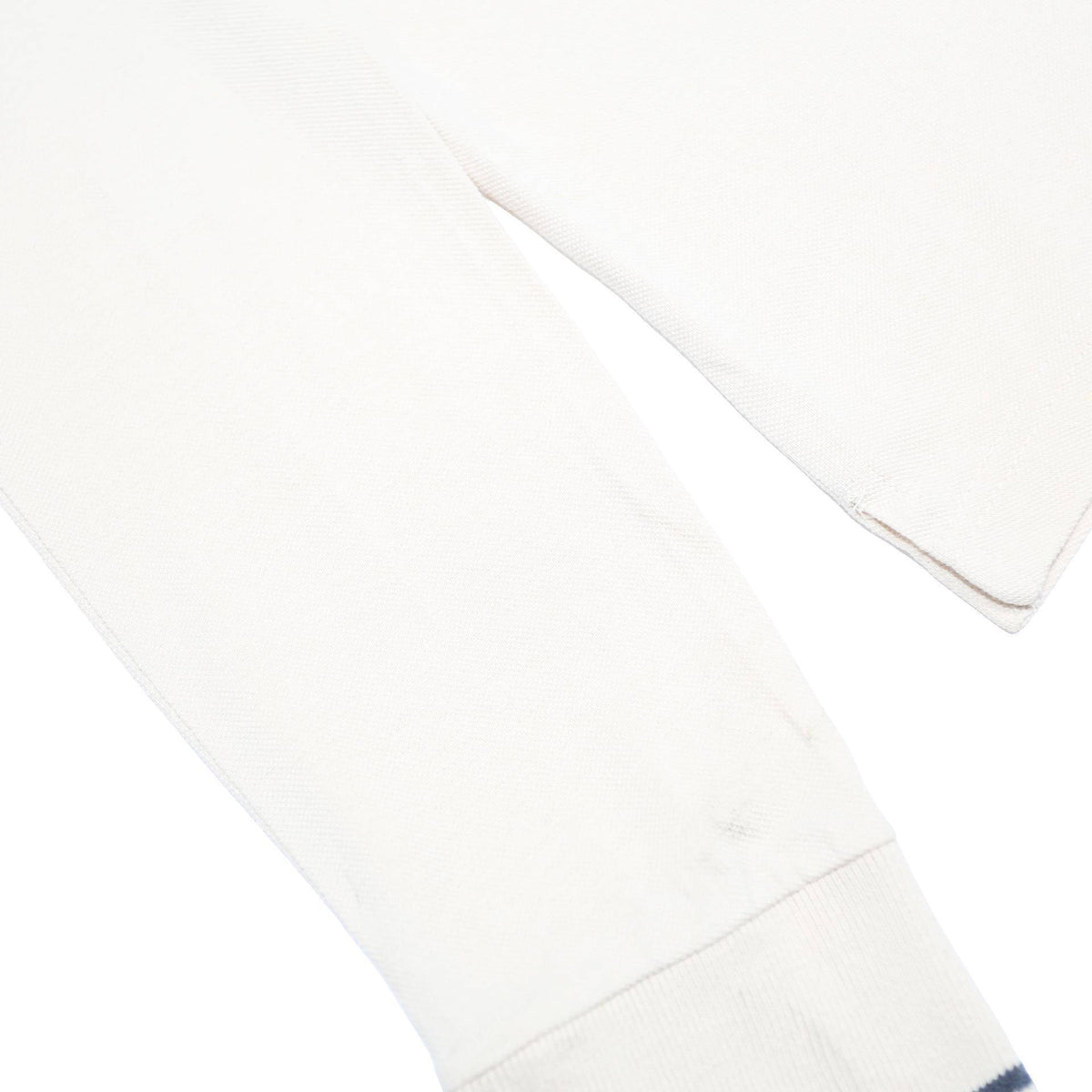ASICS Mens Cream & Blue Long Sleeve Plain Polo Shirt L Cotton Casual Sportswear