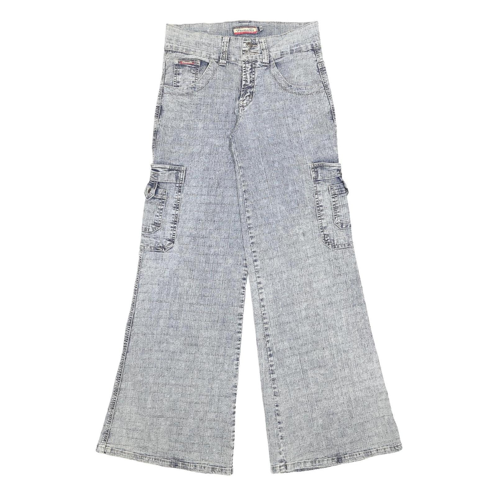 FIONELLA Womens Jeans Blue Loose Wide-Leg Denim Medium W28 L33 Casual Style Zip