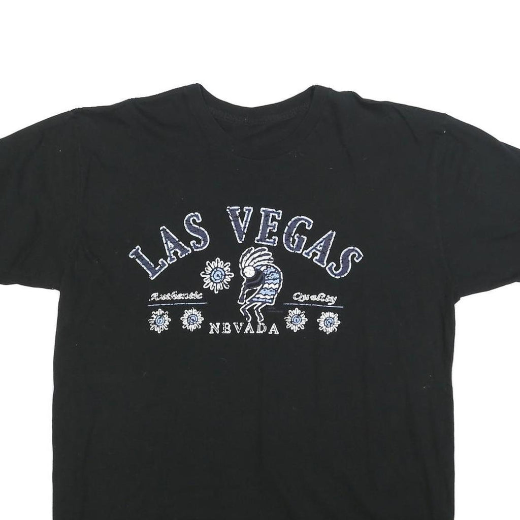 Womens Black Las Vegas Graphic Logo Cotton Blend T-Shirt L Short Sleeve Crew