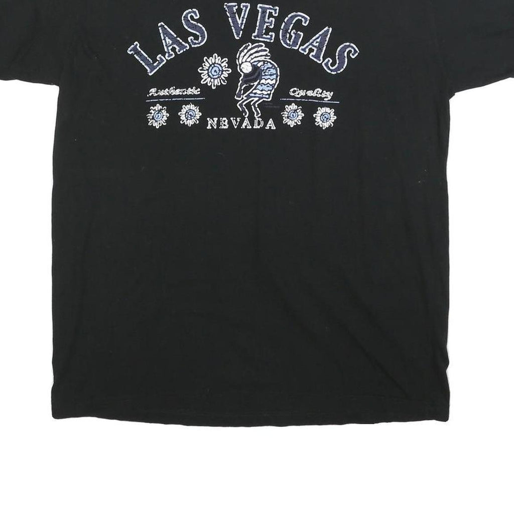 Womens Black Las Vegas Graphic Logo Cotton Blend T-Shirt L Short Sleeve Crew