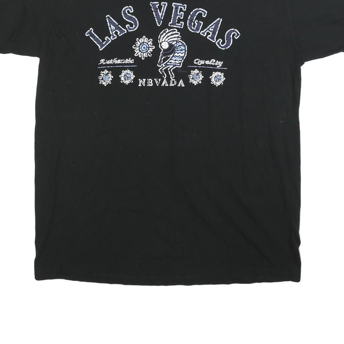 Womens Black Las Vegas Graphic Logo Cotton Blend T-Shirt L Short Sleeve Crew