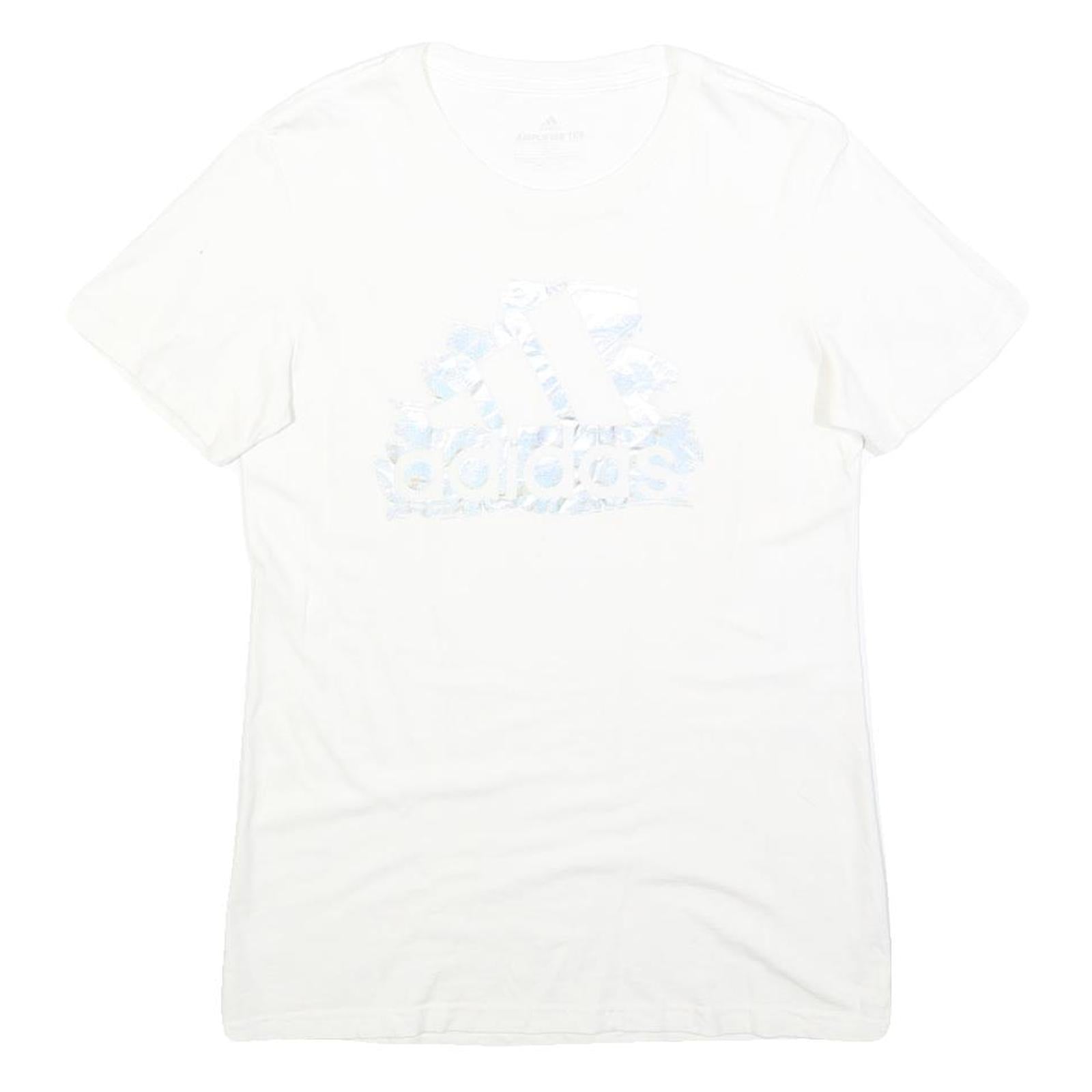 ADIDAS Mens White Cotton Blend T-Shirt S Short Sleeve Crew Neck Logo Graphic