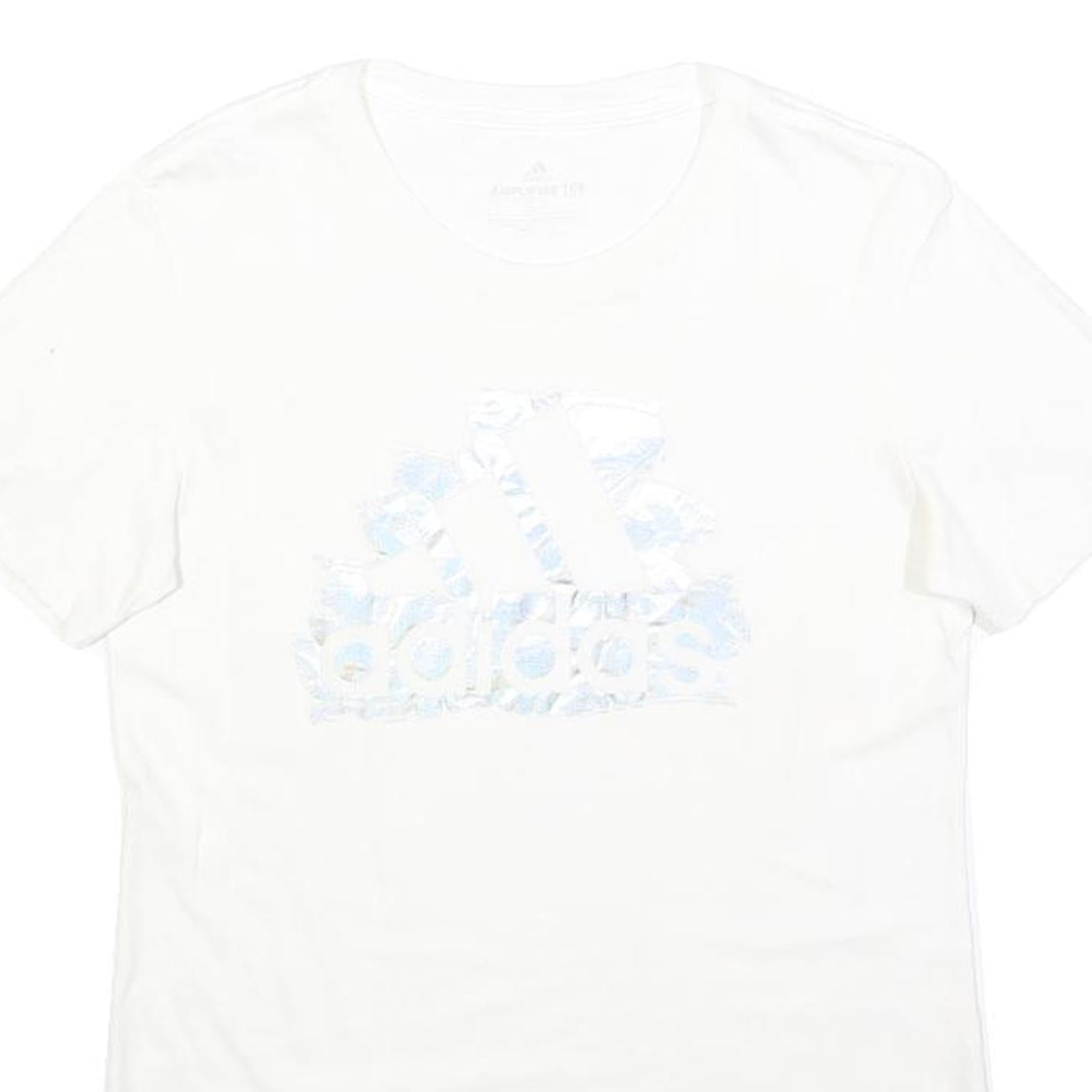 ADIDAS Mens White Cotton Blend T-Shirt S Short Sleeve Crew Neck Logo Graphic