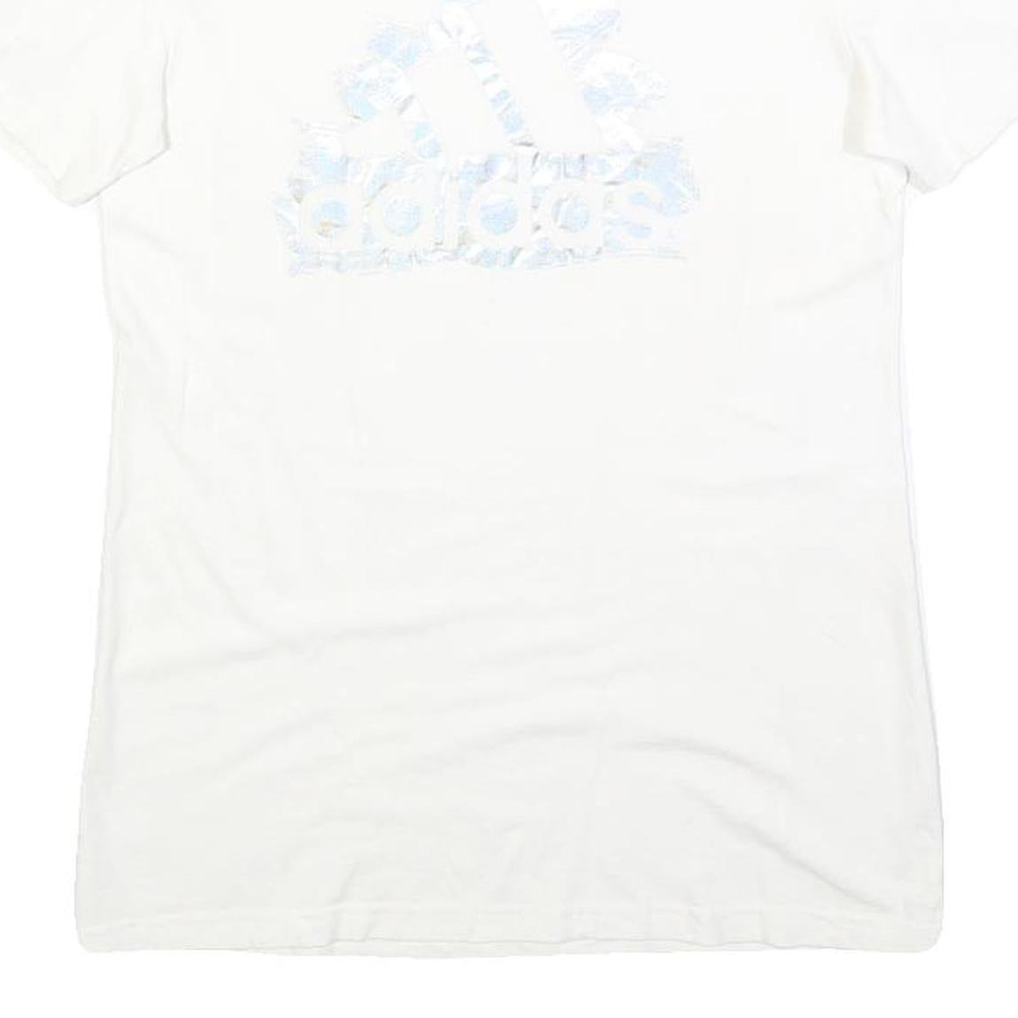 ADIDAS Mens White Cotton Blend T-Shirt S Short Sleeve Crew Neck Logo Graphic