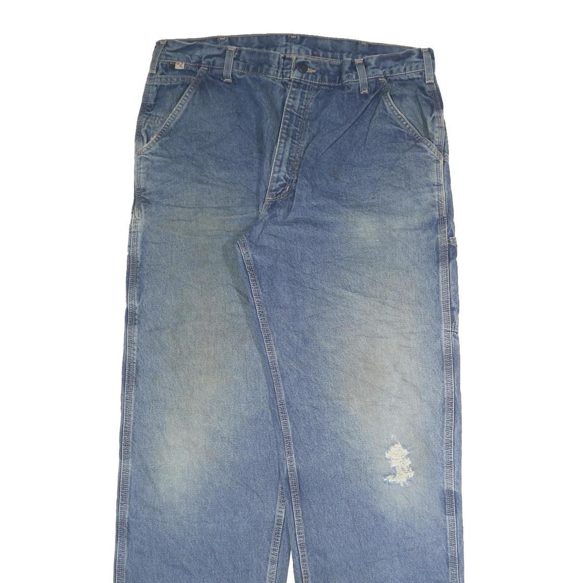 CARHARTT Mens Regular Fit Blue Denim Jeans W38 L36 Workwear Zip Closure Heavy