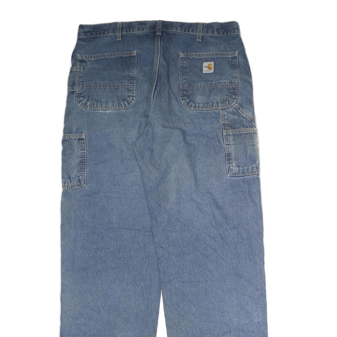 CARHARTT Mens Regular Fit Blue Denim Jeans W38 L36 Workwear Zip Closure Heavy