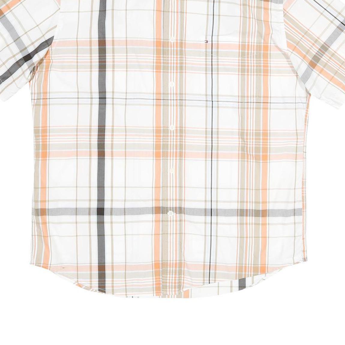 TOMMY HILFIGER Mens White & Orange Check Shirt L Casual Summer Cotton