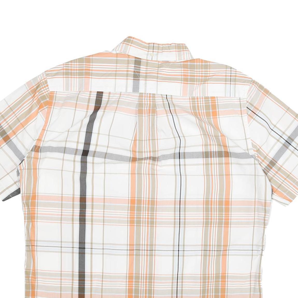 TOMMY HILFIGER Mens White & Orange Check Shirt L Casual Summer Cotton