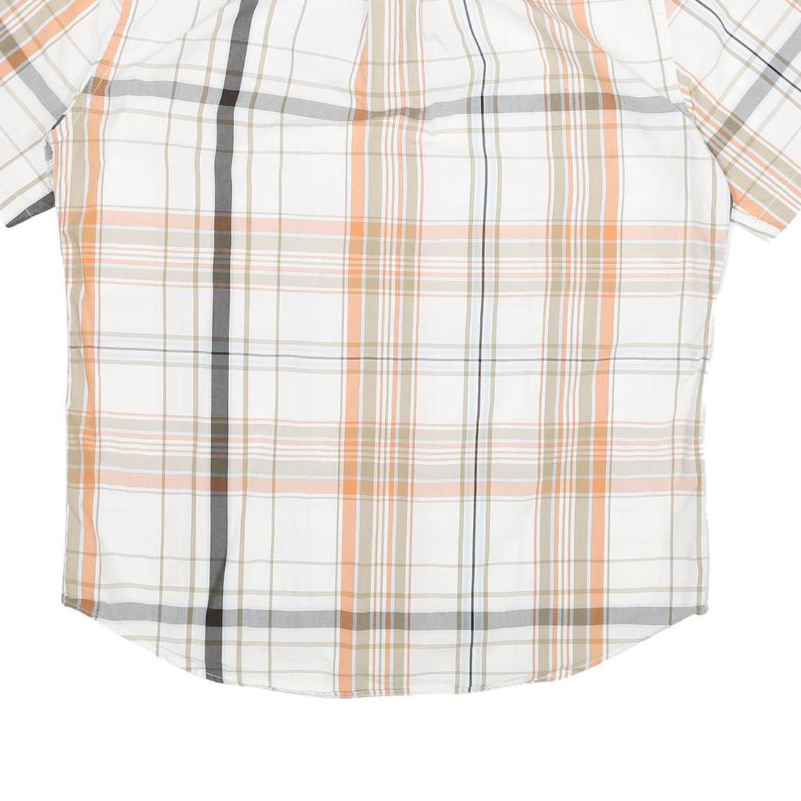 TOMMY HILFIGER Mens White & Orange Check Shirt L Casual Summer Cotton