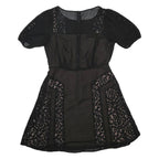 FRENCH CONNECTION Womens Black Polyester Fit & Flare Lace Panel Dress UK 12