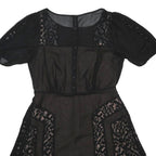 FRENCH CONNECTION Womens Black Polyester Fit & Flare Lace Panel Dress UK 12
