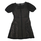 FRENCH CONNECTION Womens Black Polyester Fit & Flare Lace Panel Dress UK 12