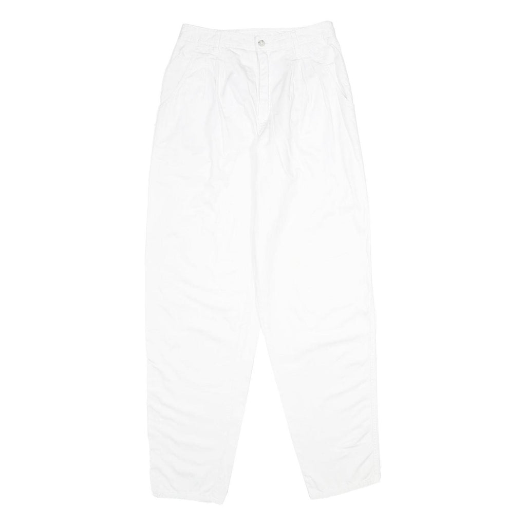 ESPRIT Womens Cotton White Classic Straight Trousers W26 L34 Casual Zip