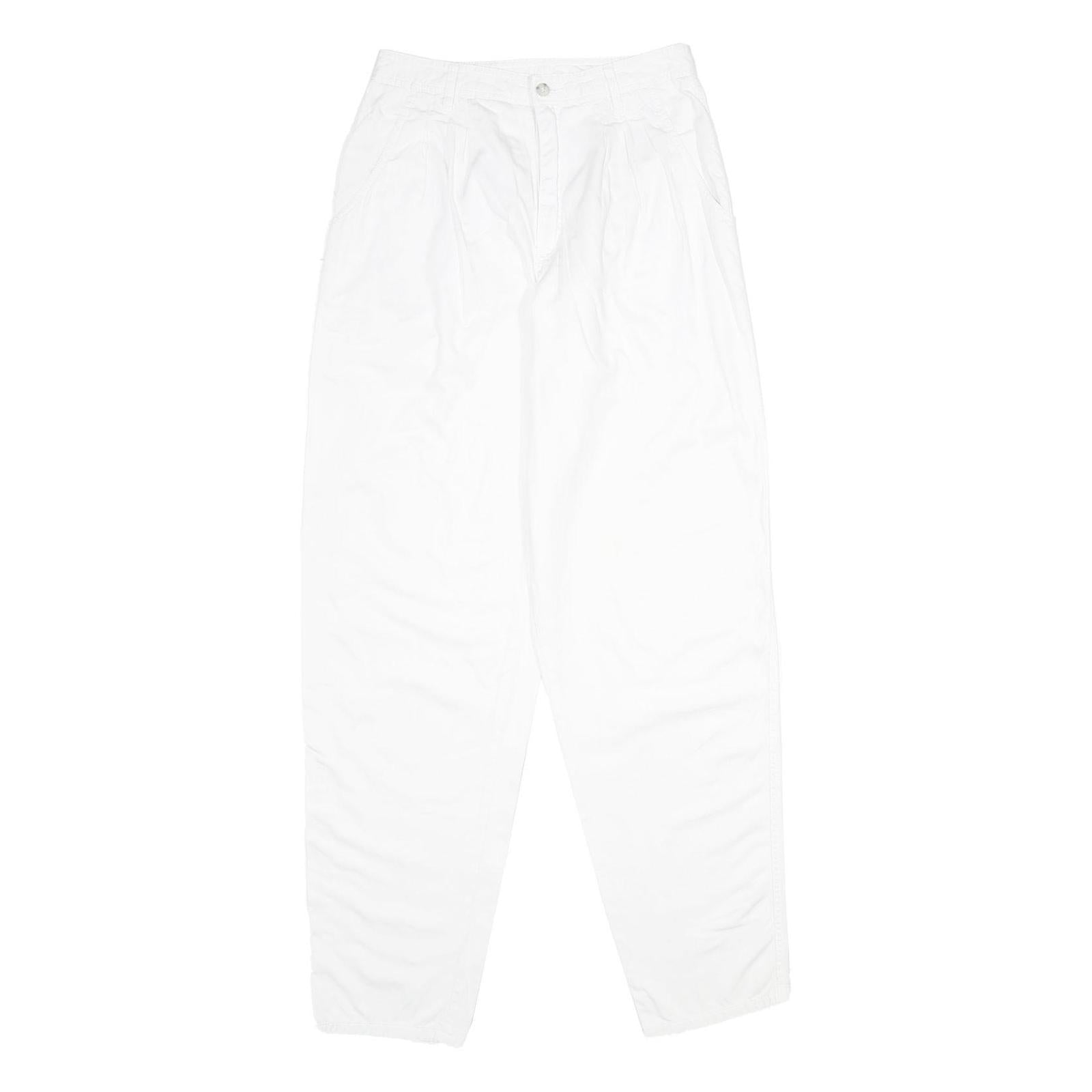 ESPRIT Womens Cotton White Classic Straight Trousers W26 L34 Casual Zip