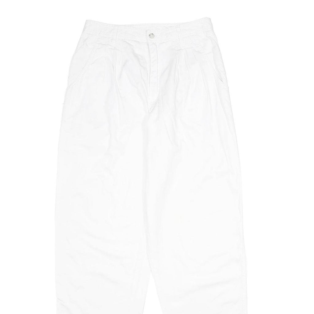 ESPRIT Womens Cotton White Classic Straight Trousers W26 L34 Casual Zip