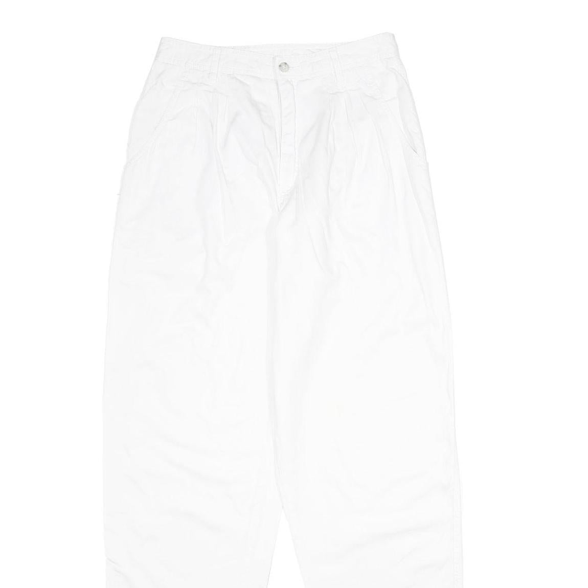 ESPRIT Womens Cotton White Classic Straight Trousers W26 L34 Casual Zip