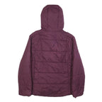 CONVERSE Womens Maroon Jacket L Polyester Quilted Hooded Zip Casual Outerwear