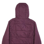 CONVERSE Womens Maroon Jacket L Polyester Quilted Hooded Zip Casual Outerwear