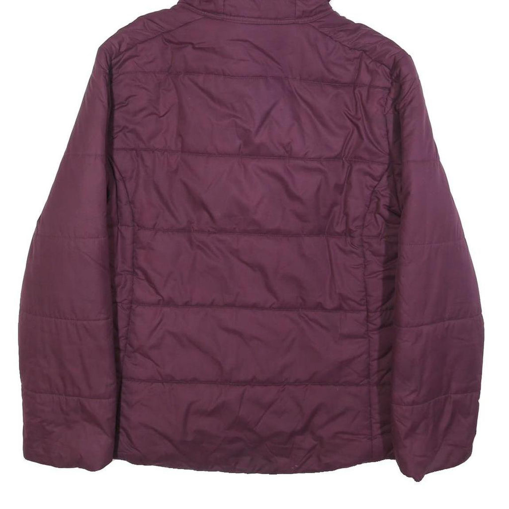 CONVERSE Womens Maroon Jacket L Polyester Quilted Hooded Zip Casual Outerwear