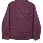 CONVERSE Womens Maroon Jacket L Polyester Quilted Hooded Zip Casual Outerwear