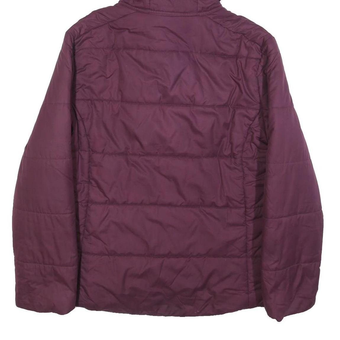 CONVERSE Womens Maroon Jacket L Polyester Quilted Hooded Zip Casual Outerwear