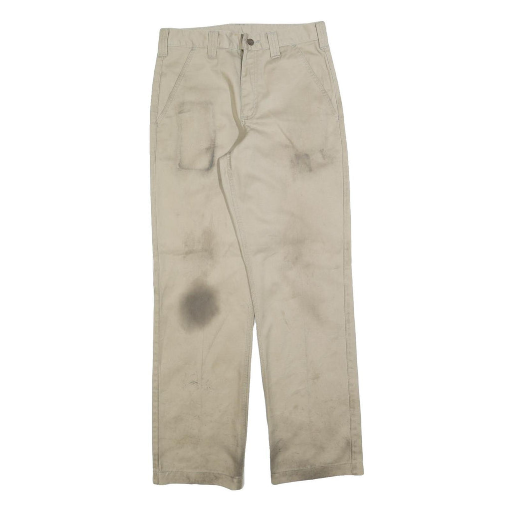 CARHARTT Mens Regular Beige Cotton Blend Workwear Trousers W30 L32
