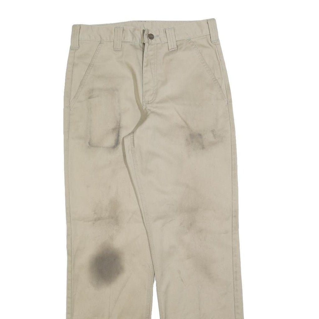 CARHARTT Mens Regular Beige Cotton Blend Workwear Trousers W30 L32