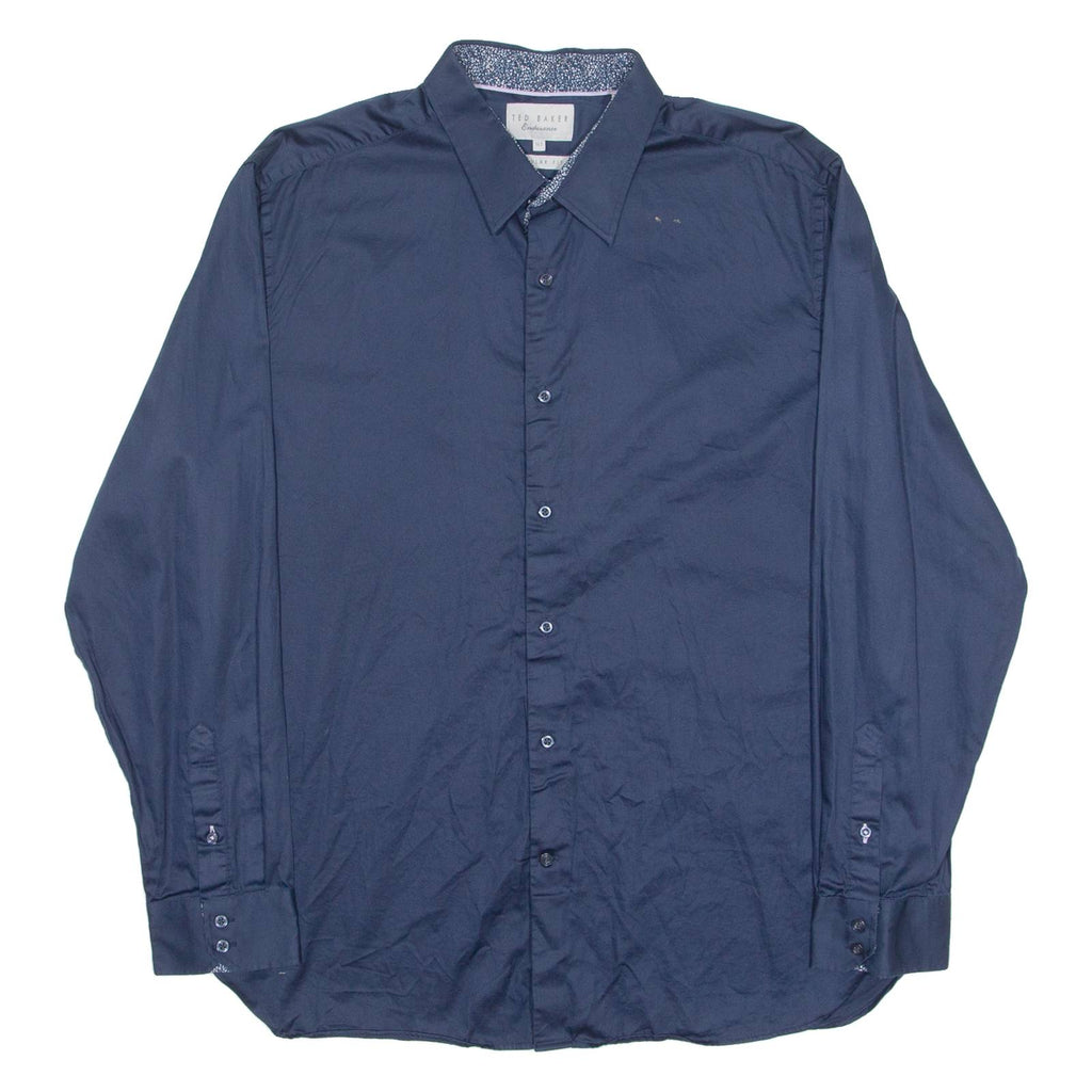 TED BAKER Mens Plain Shirt Blue Long Sleeve L