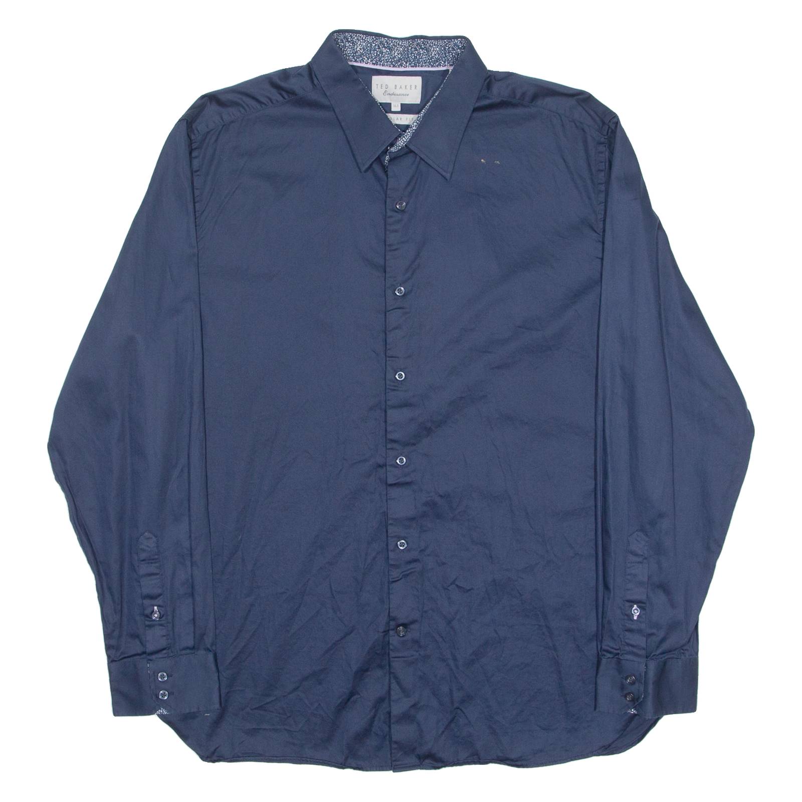 TED BAKER Mens Plain Shirt Blue Long Sleeve L
