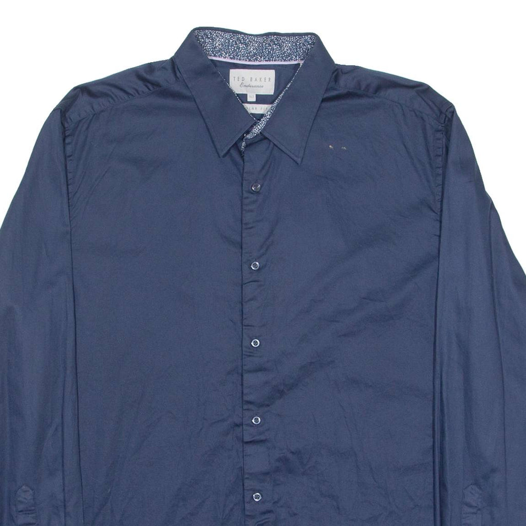 TED BAKER Mens Plain Shirt Blue Long Sleeve L